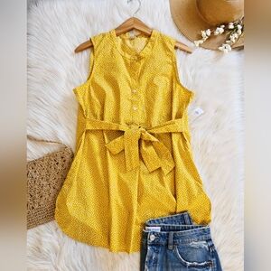 Sleeveless Yellow Polka Dot Maternity Blouse